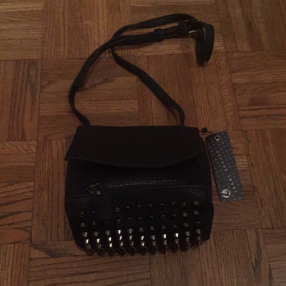 LF Black Studded Shoulder Bag